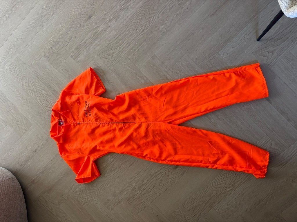 Verkleedkleren - gevangene pak, Ophalen, Carnaval, Maat 42/44 (L), Zo goed als nieuw