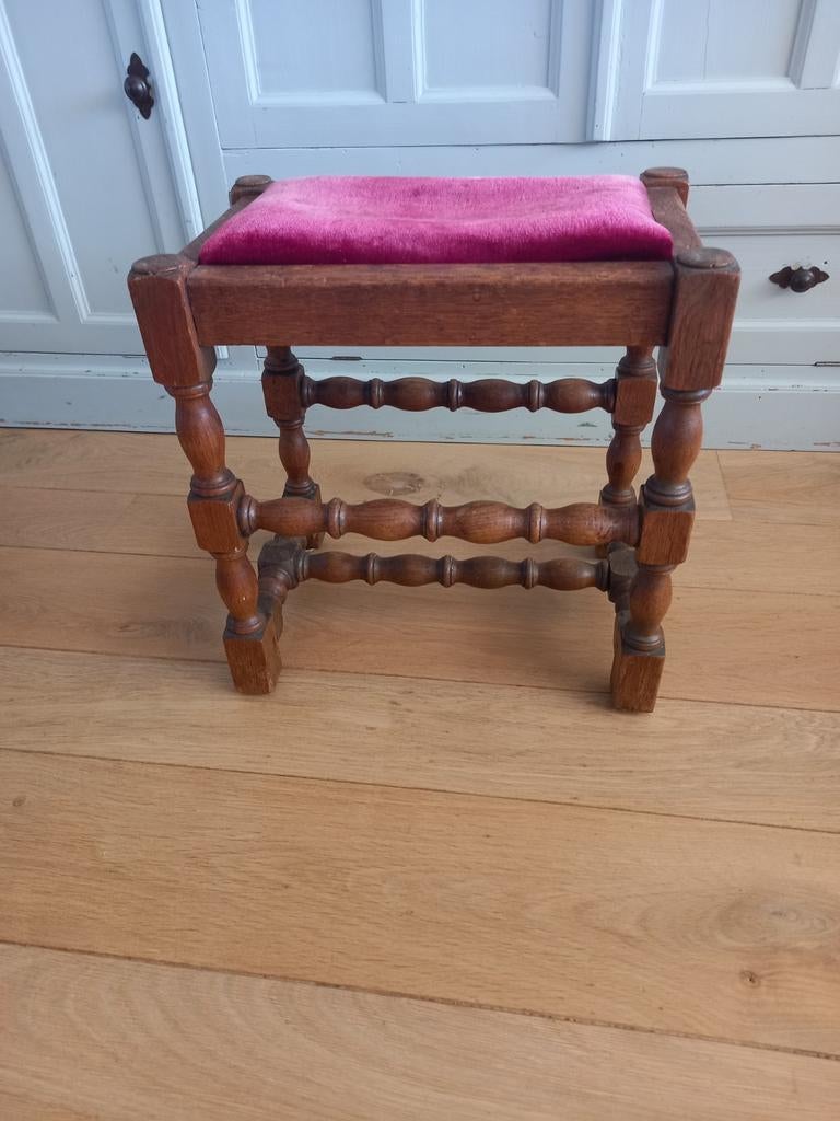 Vintage voetenbankje, Ophalen, Gebruikt, Hout