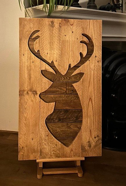 Wandbord “Hert”, 85 cm, Hout, Nieuw, Wandbord of Wandpaneel