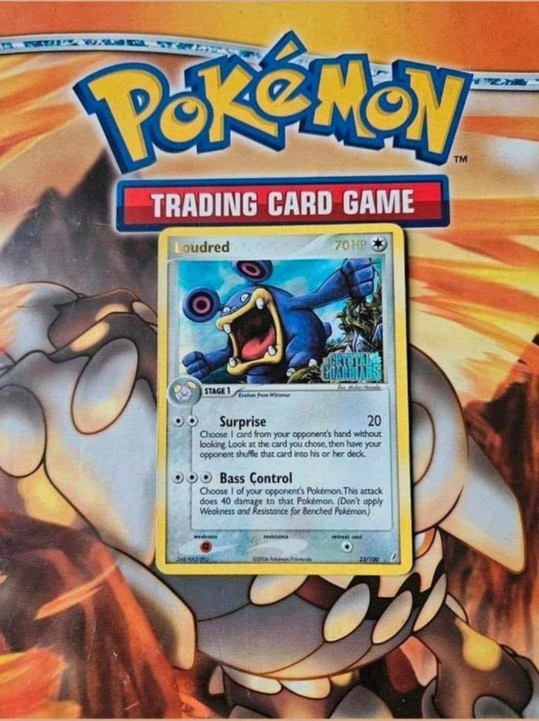 Loudred 23/100 reverse holo Ex Crystal Guardians pokemon, Ophalen of Verzenden, Gebruikt, Losse kaart, Foil