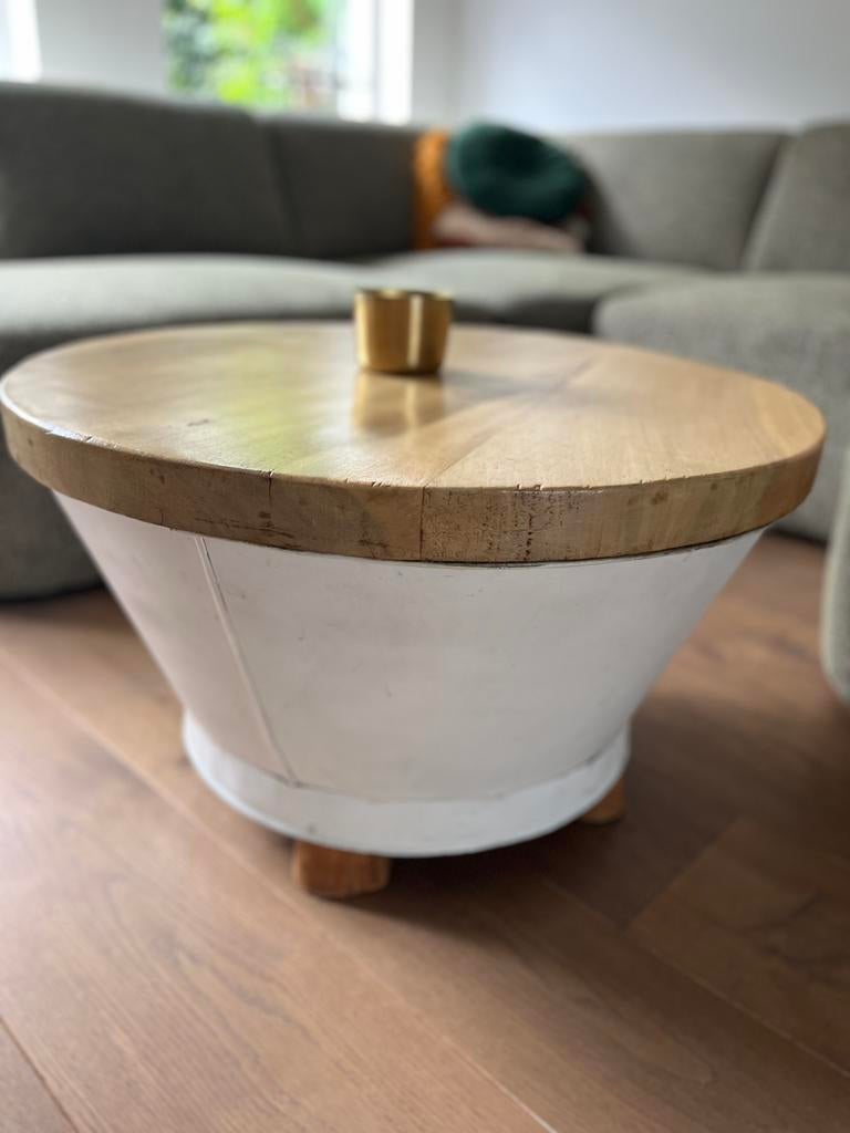 By boo emmer salontafel en bijpassend krukje, Scandinavisch, industrieel., Gebruikt, 50 tot 100 cm, Rond