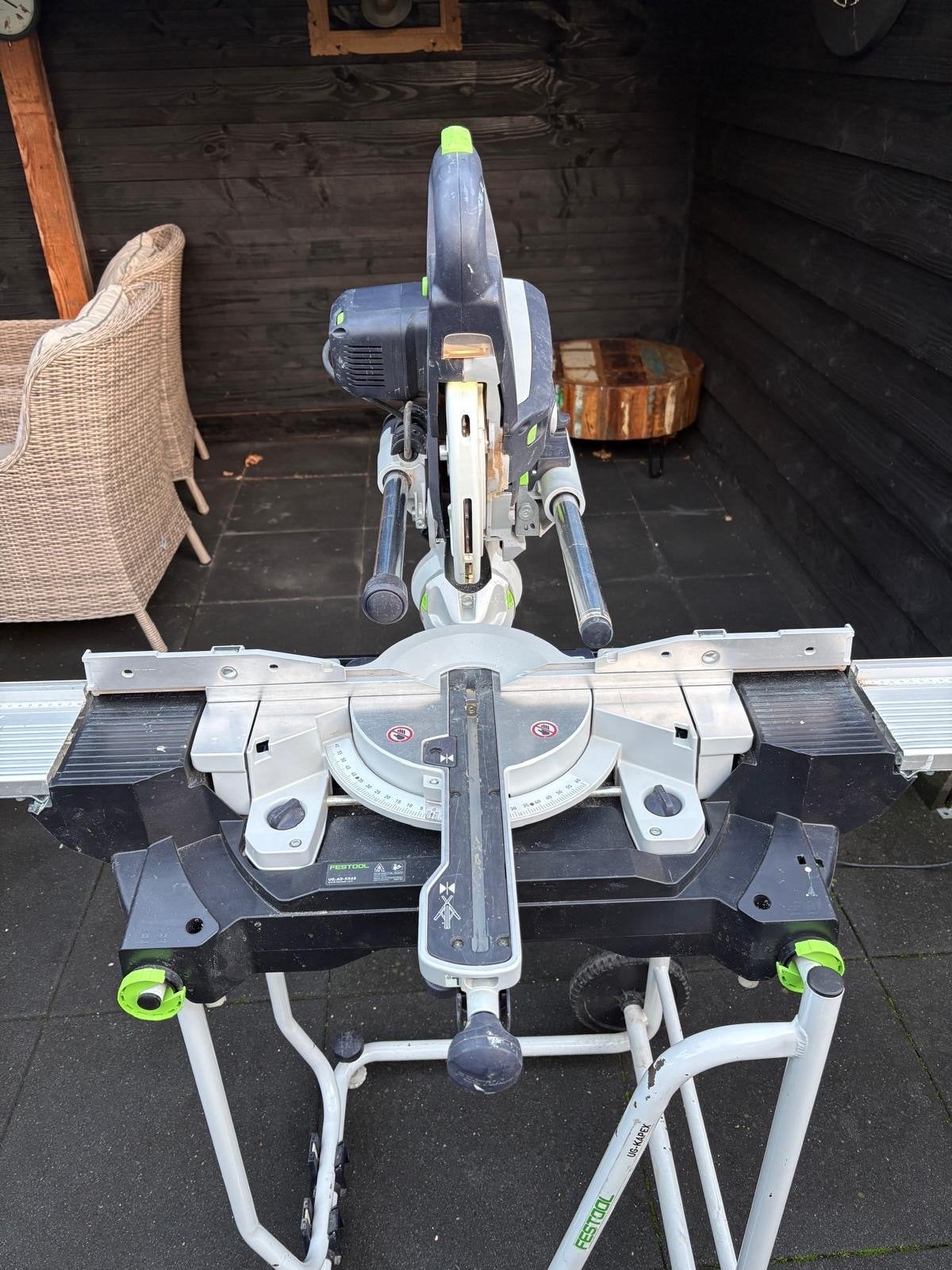 Festool Afkortzaag KS 60 E met onderstel en extra zaagblad, Ophalen, 70 mm of meer, Zo goed als nieuw, Afkortzaag