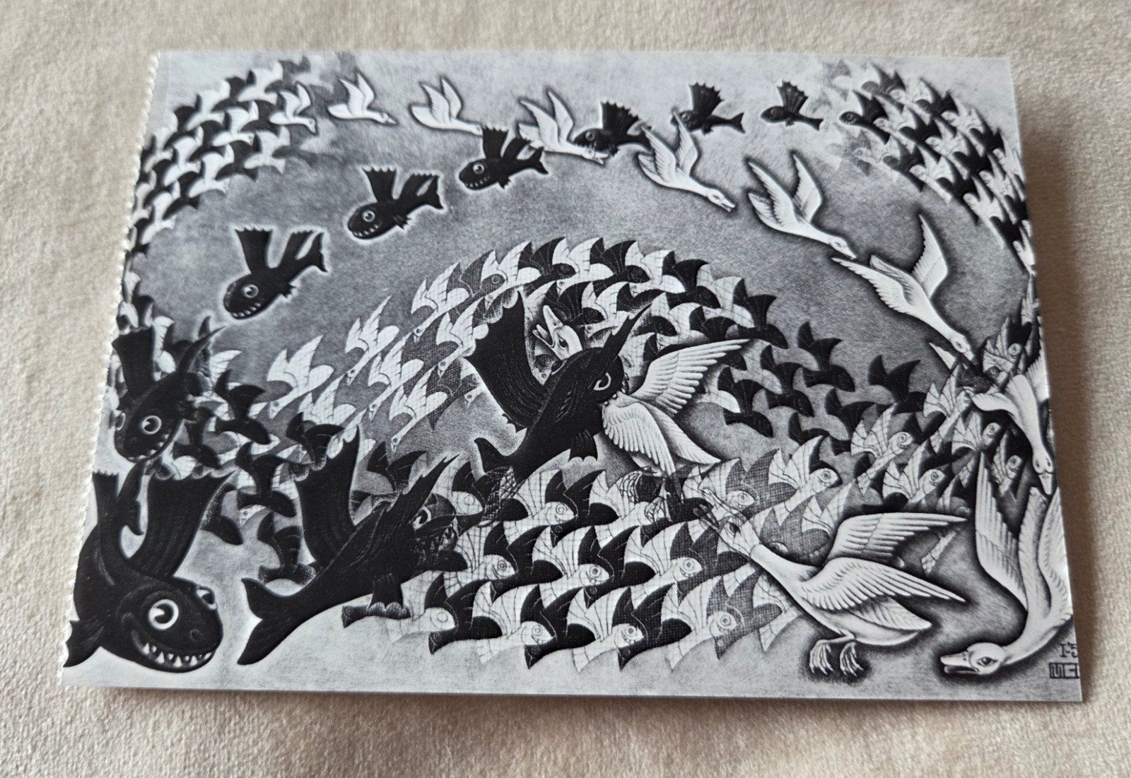 M.C. Escher Predestination 1951 Ansichtkaart, Verzenden, 1980 tot heden, Ongelopen, Overige thema's