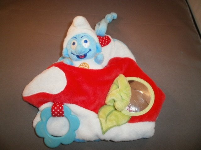 smurf smurfen doekje met spiegel/knisper rammel van velours, Met kleding of accessoire, Overige typen, Nieuw, Ophalen of Verzenden