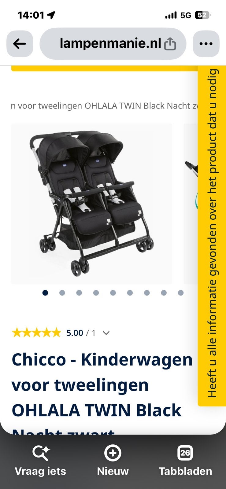 Tweeling buggy, Ophalen, Gebruikt, Overige merken, Duomodel