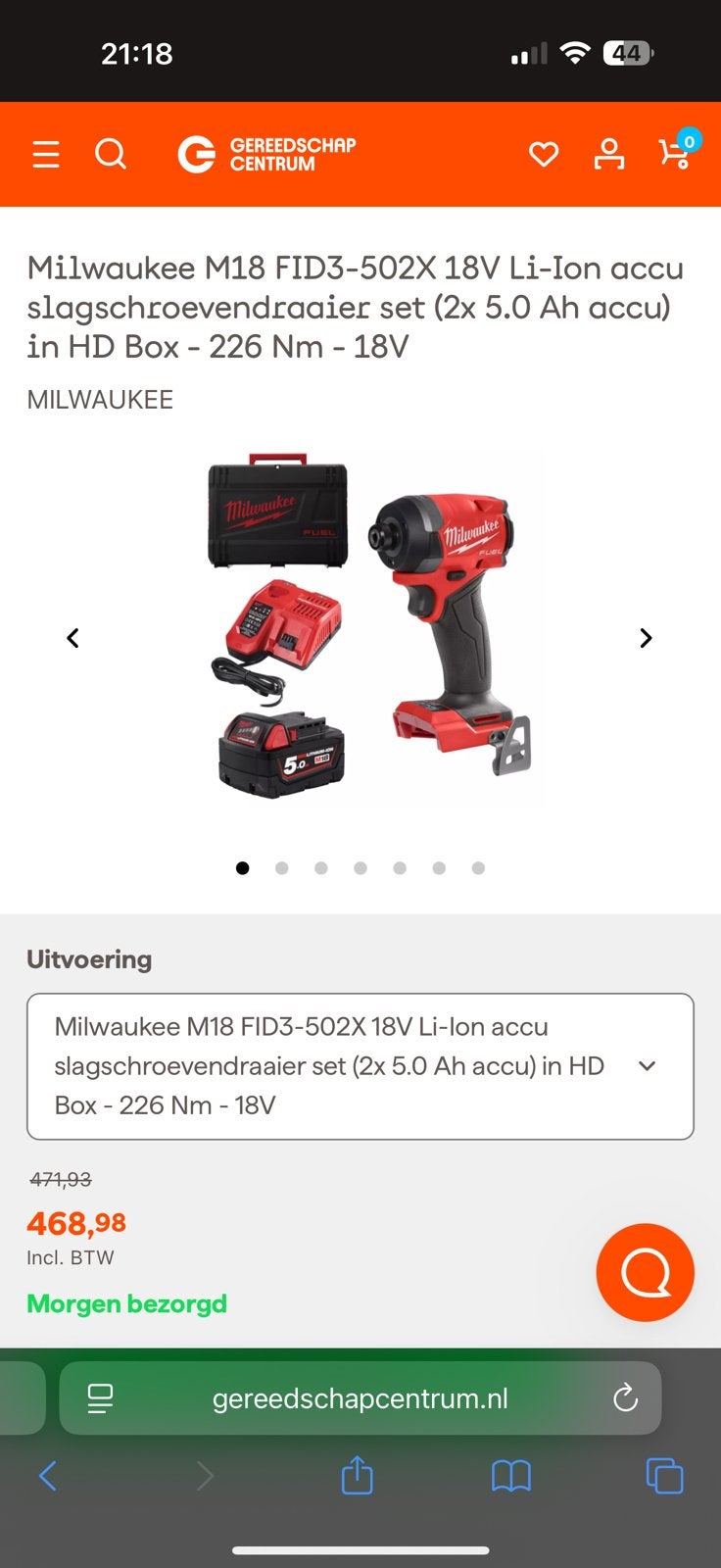 Milwaukee m18 FID3 slagschroevendraaier, Ophalen of Verzenden, Zo goed als nieuw, Boor- en Schroefmachine