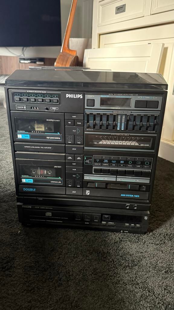 Philips F1675 & CD781 stereo set, Ophalen, Philips, Gebruikt, Cassettedeck