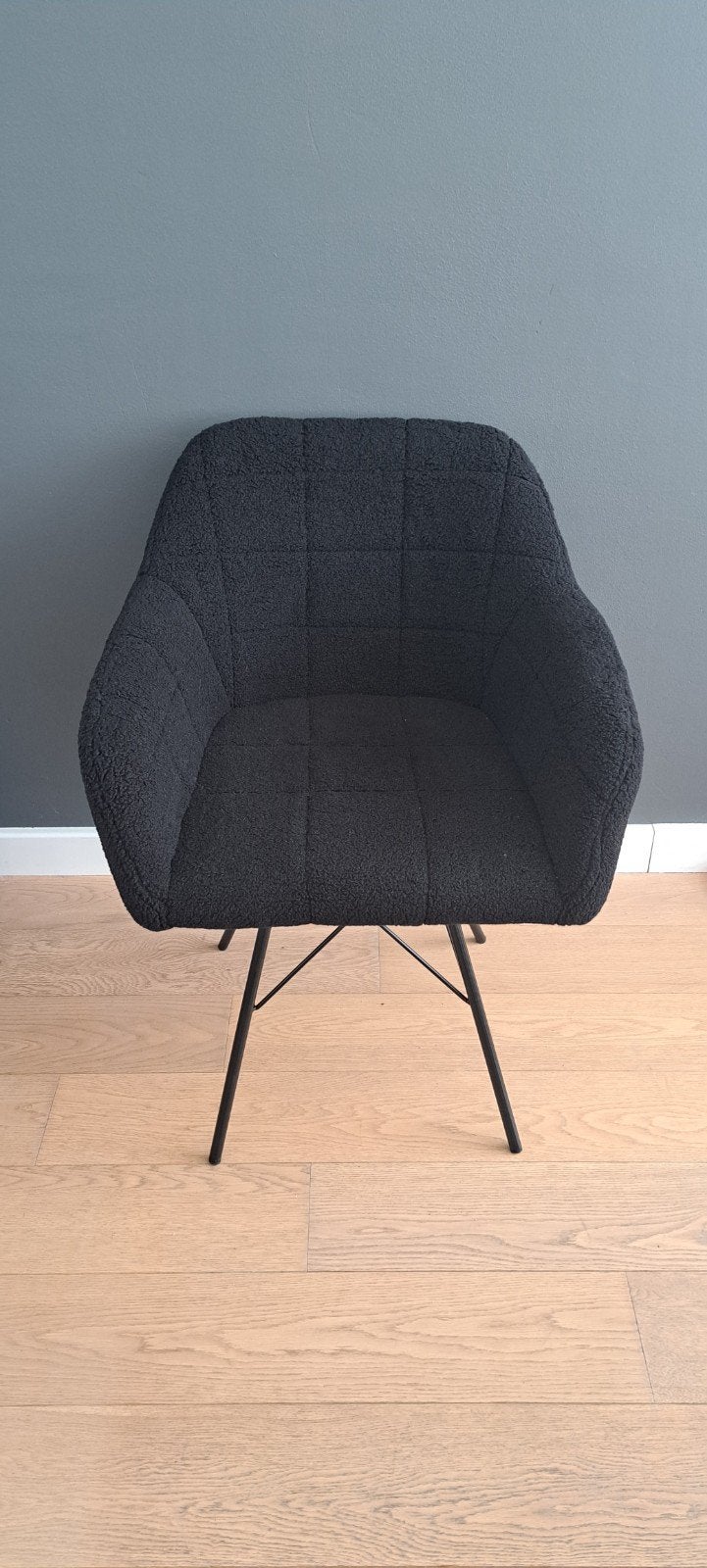 6 zwarte teddy eetkamer stoelen zgan, Ophalen, Zo goed als nieuw, Zwart, Vier