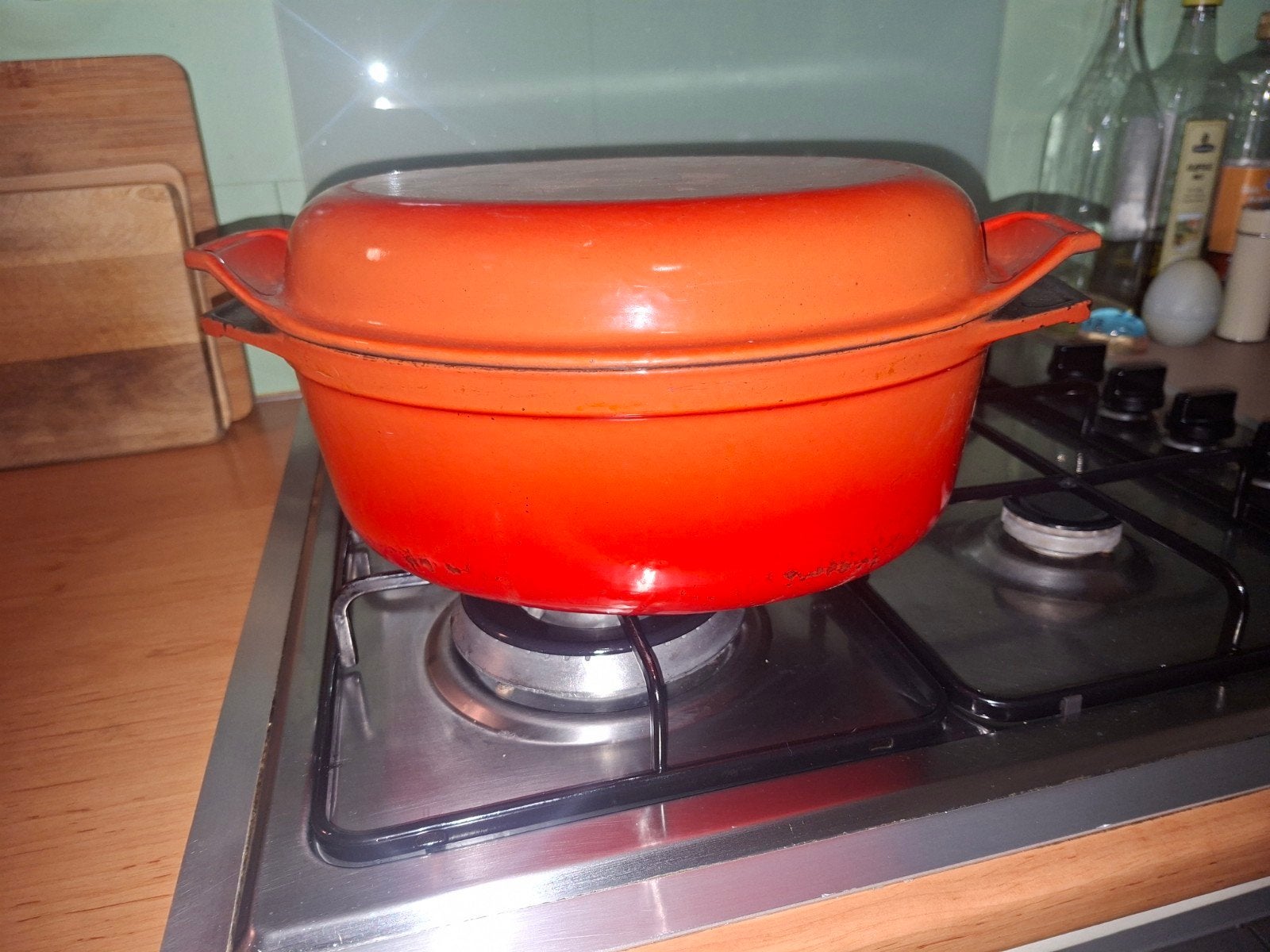 zware gietijzeren pan, 0vaal 28 cm, Ophalen of Verzenden, Zo goed als nieuw, Gietijzer, Braadpan