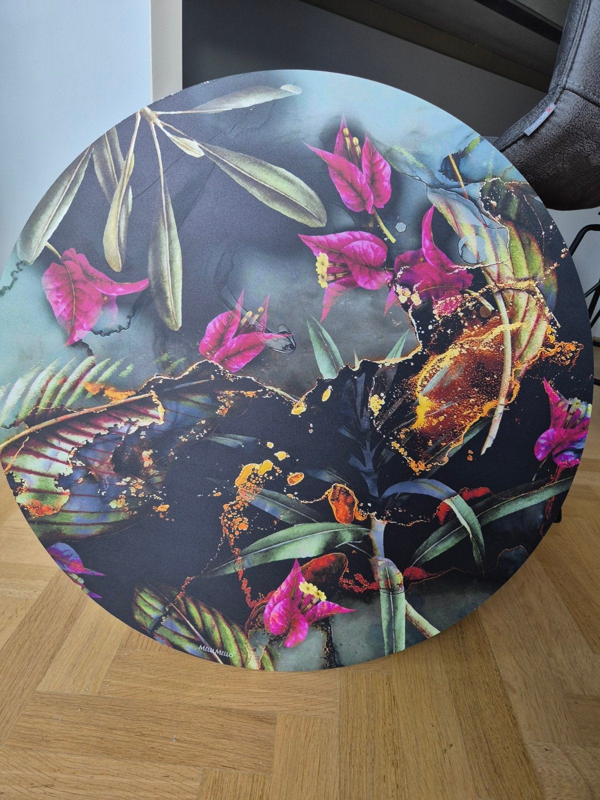 Melli Mello rond schilderij / wall circle met bloemenprint, Ophalen, Zo goed als nieuw