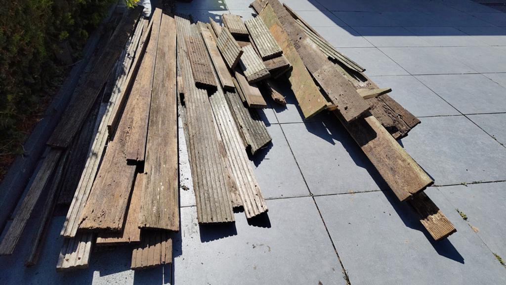 Gebruikte vlonderplanken en diverse planken voor buiten, Tuin en Terras, Terrasdelen en Vlonders, Ophalen, Gebruikt, Hout