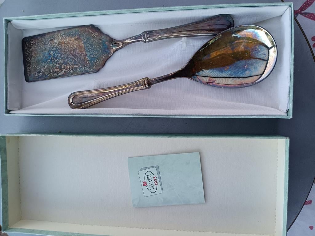 Verzilverd taartbestek set - Bugatti 1923, Ophalen of Verzenden