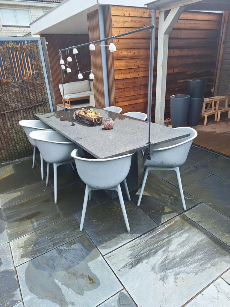 Natuurstenen tuintafel, Tuin en Terras, Tuintafels, Ophalen of Verzenden, Gebruikt, Rechthoekig
