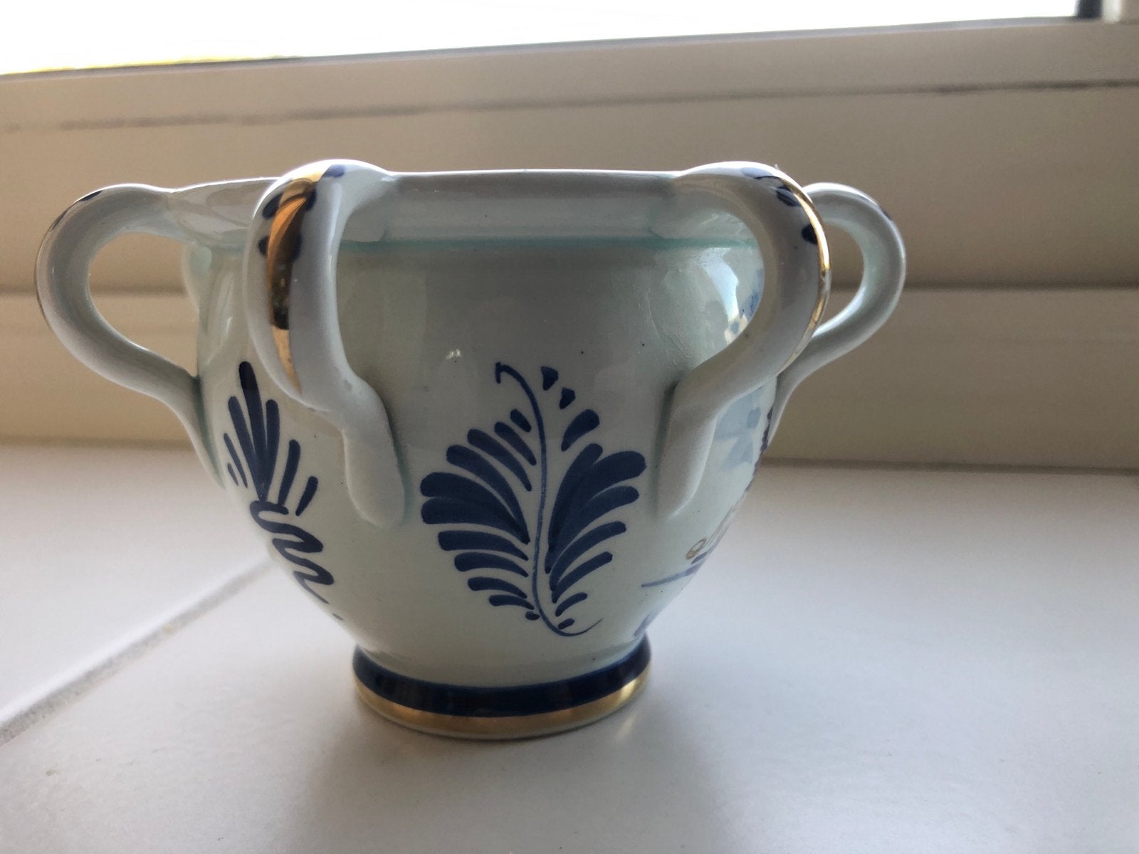 Originele Delfts Blauwe Bloempot (819) - Beschadigd, Ophalen