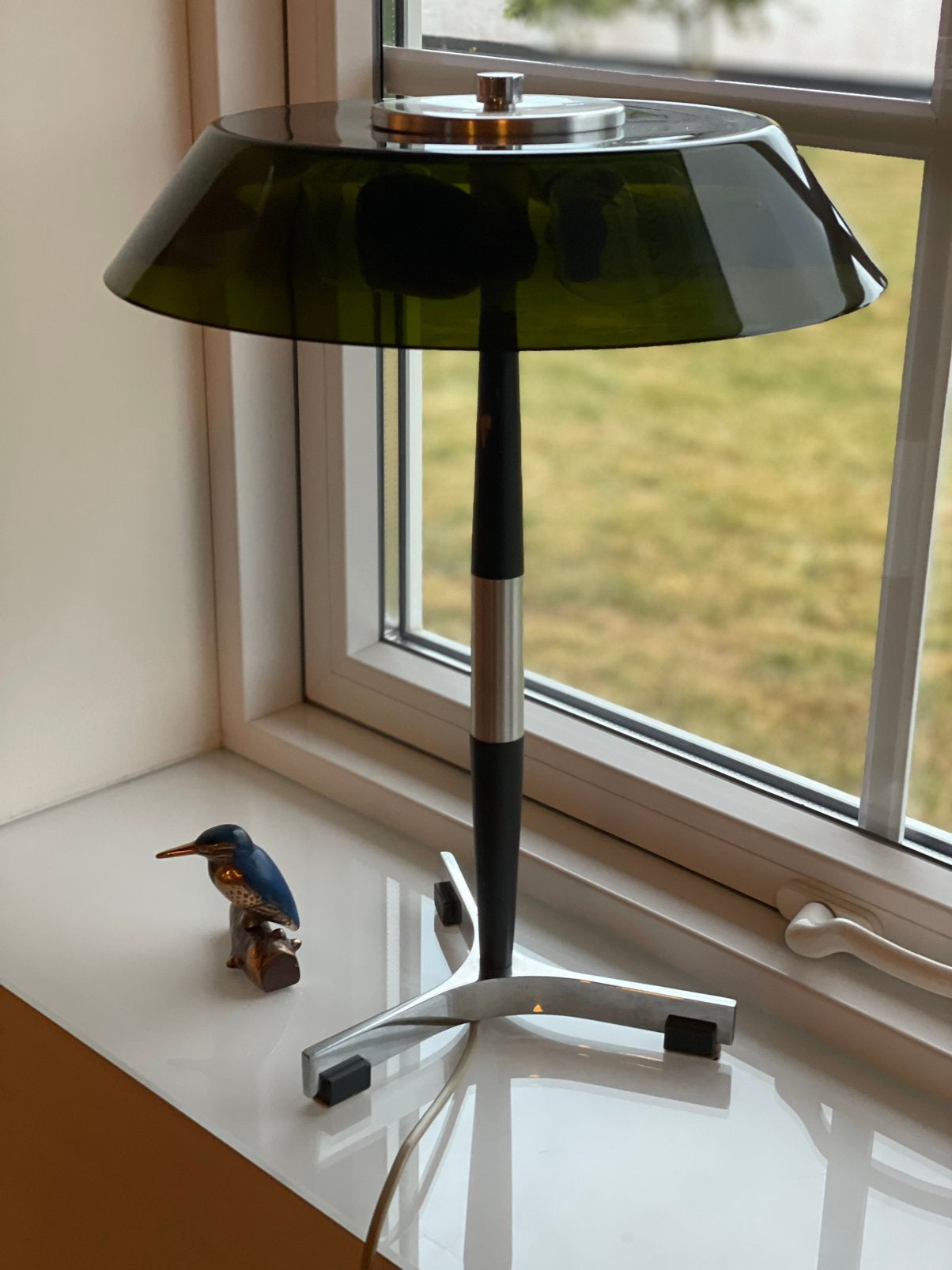 Vintage Jo Hammerborg deens design tafellamp, Ophalen, Zo goed als nieuw, Glas, Design