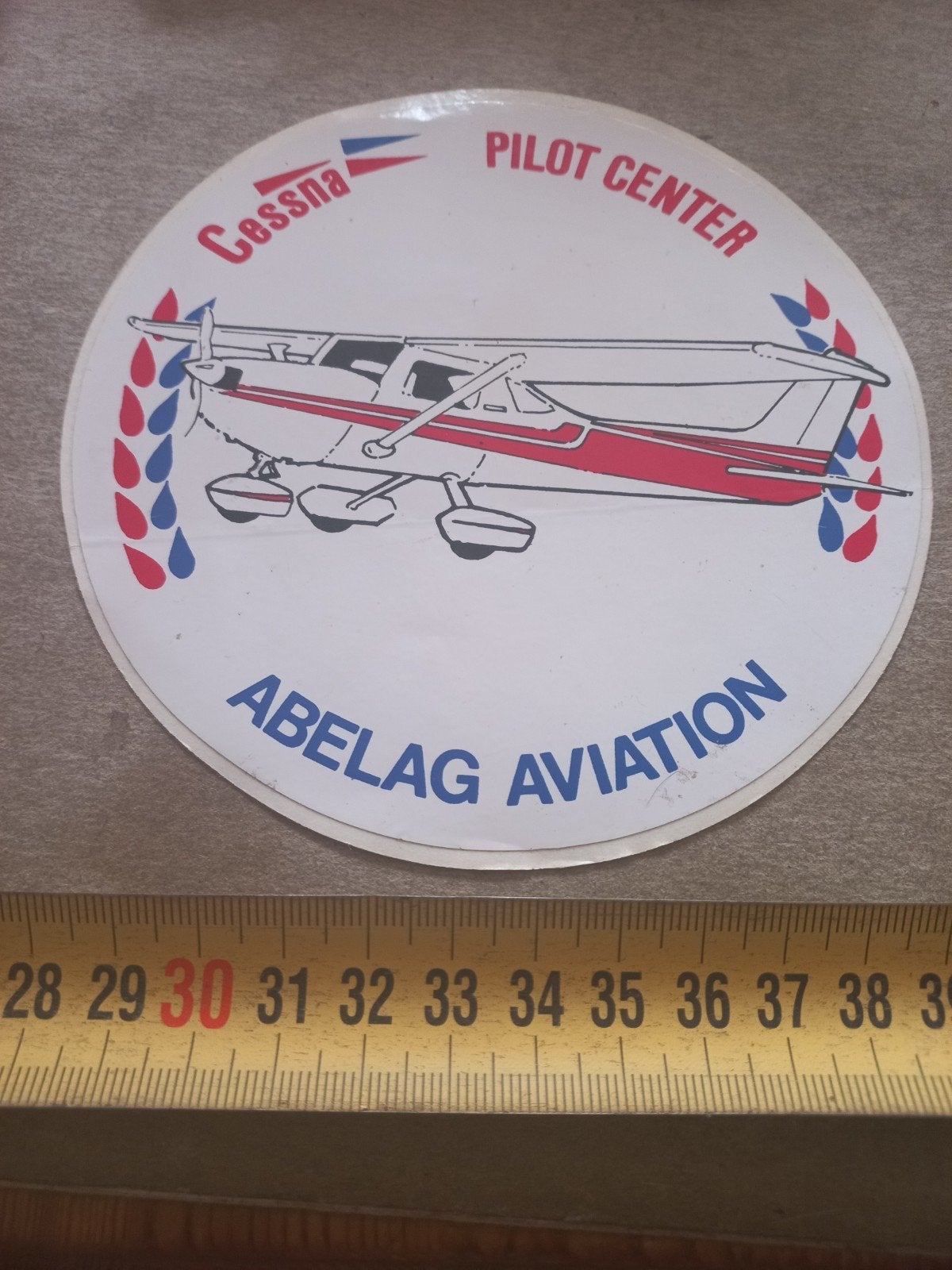 Vintage Cessna Pilot Center Abelag Aviation sticker, Verzamelen, Ophalen of Verzenden, Gebruikt, Auto of Motor