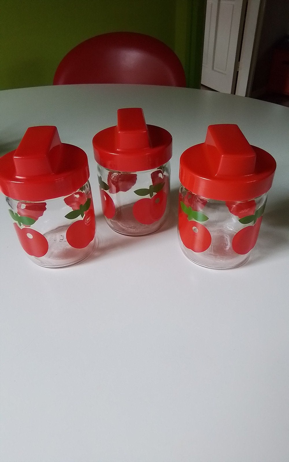 💐3 VINTAGE VOORRAADPOTTEN GULF FRANCE APPELMOTIEF, Verzamelen, Ophalen, Huis en Inrichting