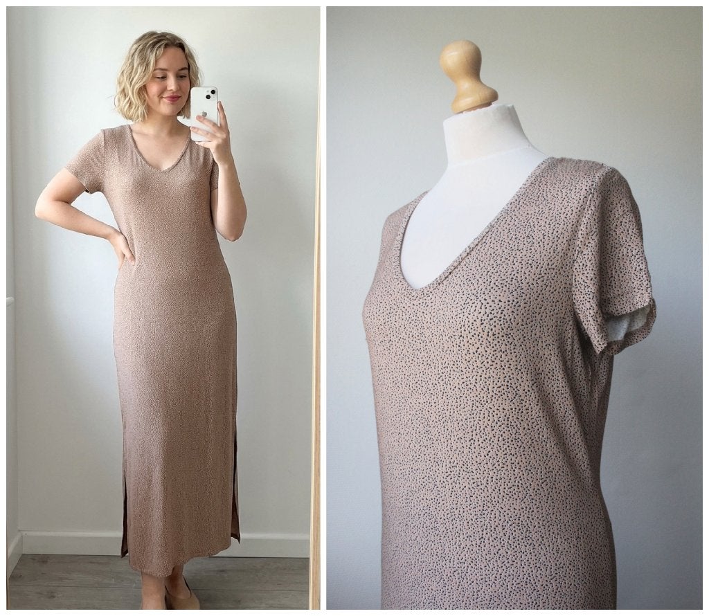 Simple - prachtige maxi jurk bruin beige - maat S, Bruin, Verzenden, Simple, Nieuw