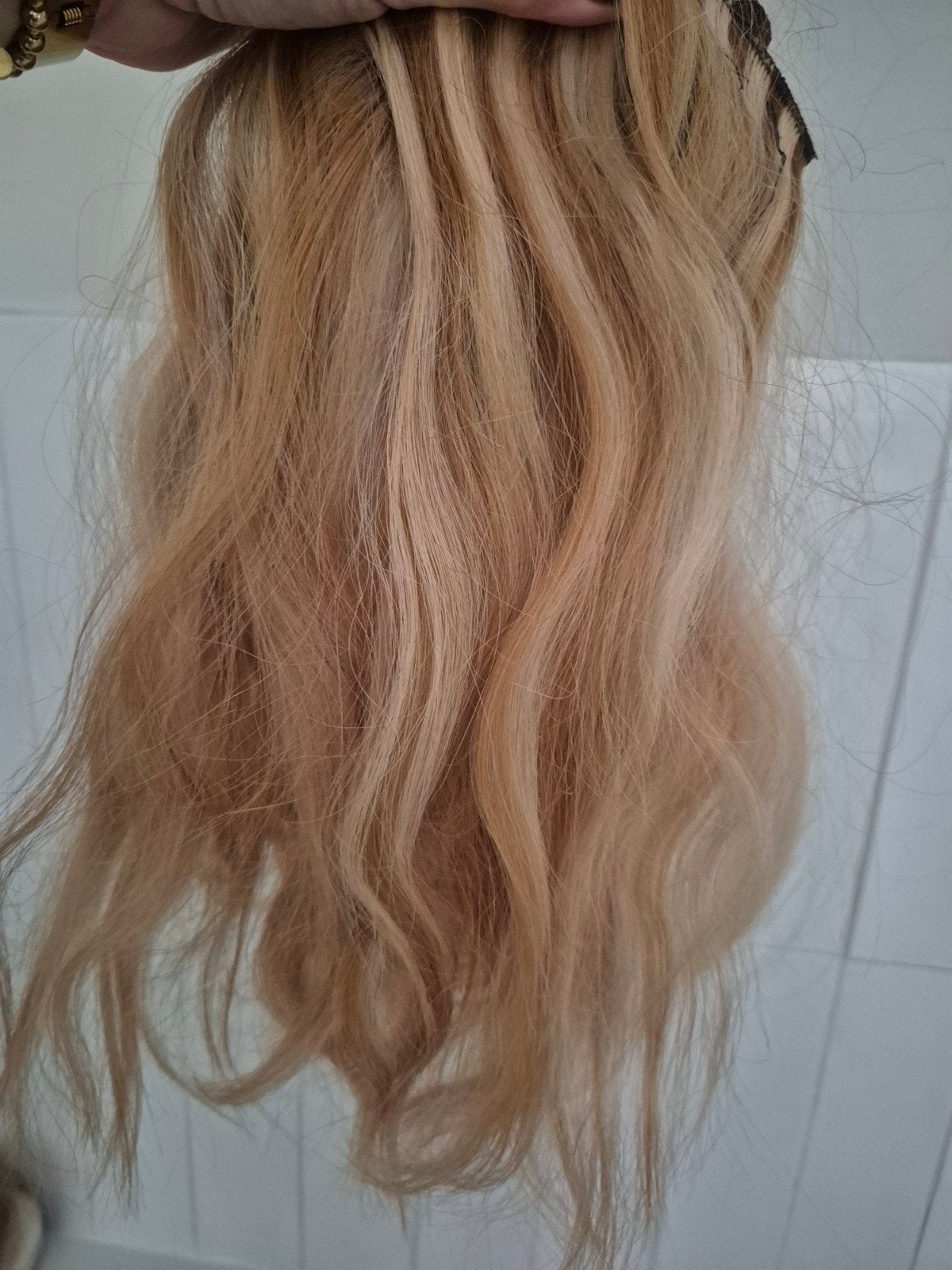 Humanohair hairweave 90 gram, 38/40 cm, goudblond, Sieraden, Tassen en Uiterlijk, Ophalen of Verzenden