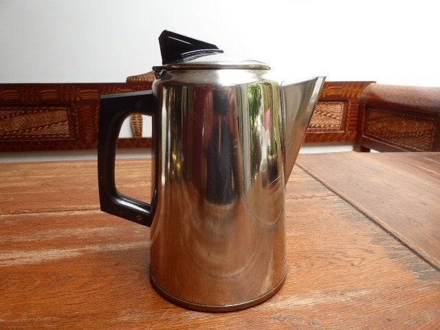 Vintage metalen koffiepot met bakeliet, Ophalen of Verzenden