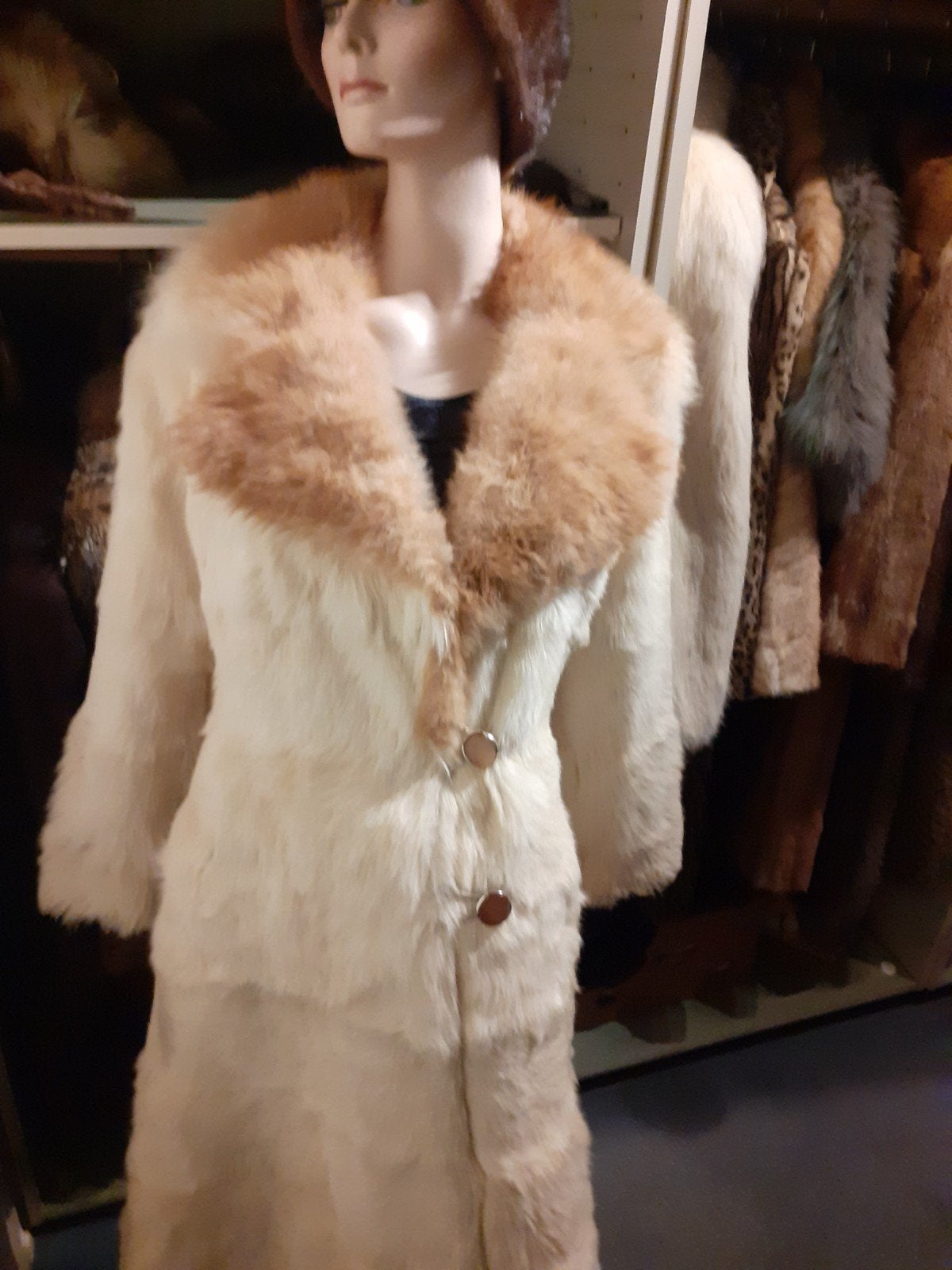 Vintage lange echte bontjas bont jas bontmantel 34, Kleding | Dames, Jassen | Winter, Ophalen of Verzenden, Zo goed als nieuw