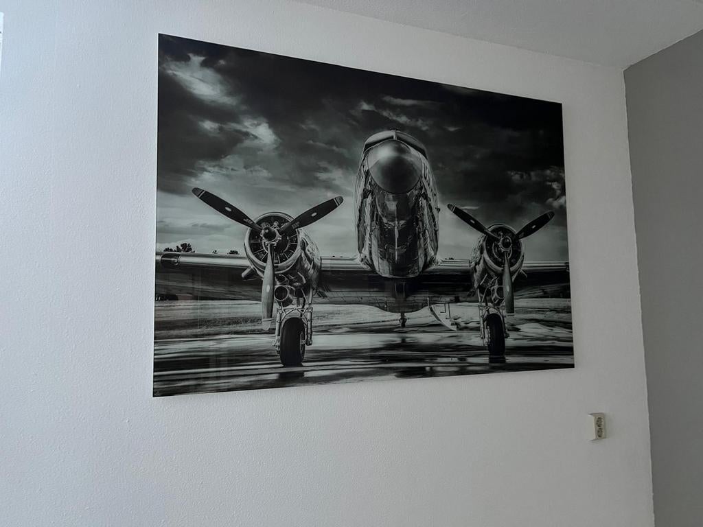 Schilderij op glas vliegtuig dakota, Ophalen