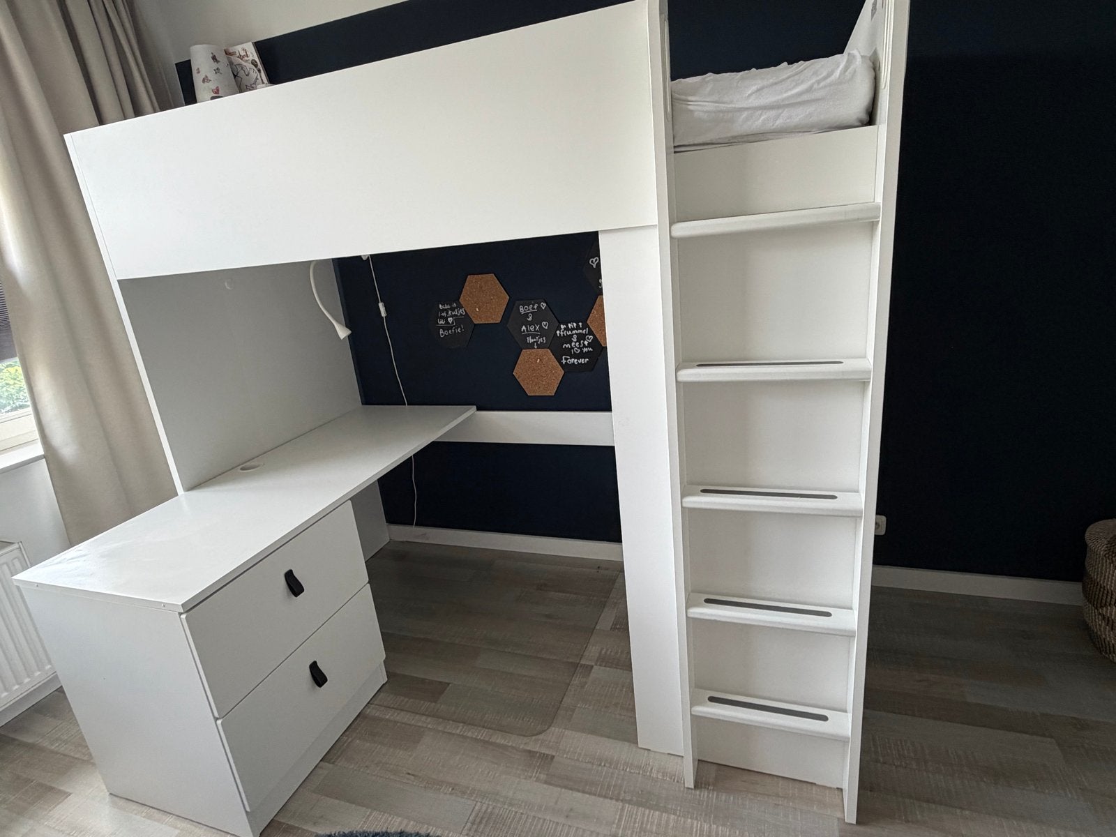 IKEA SMÅSTAD Hoogslaper met bureau en kast, Ophalen, Eenpersoons, Zo goed als nieuw, 200 cm