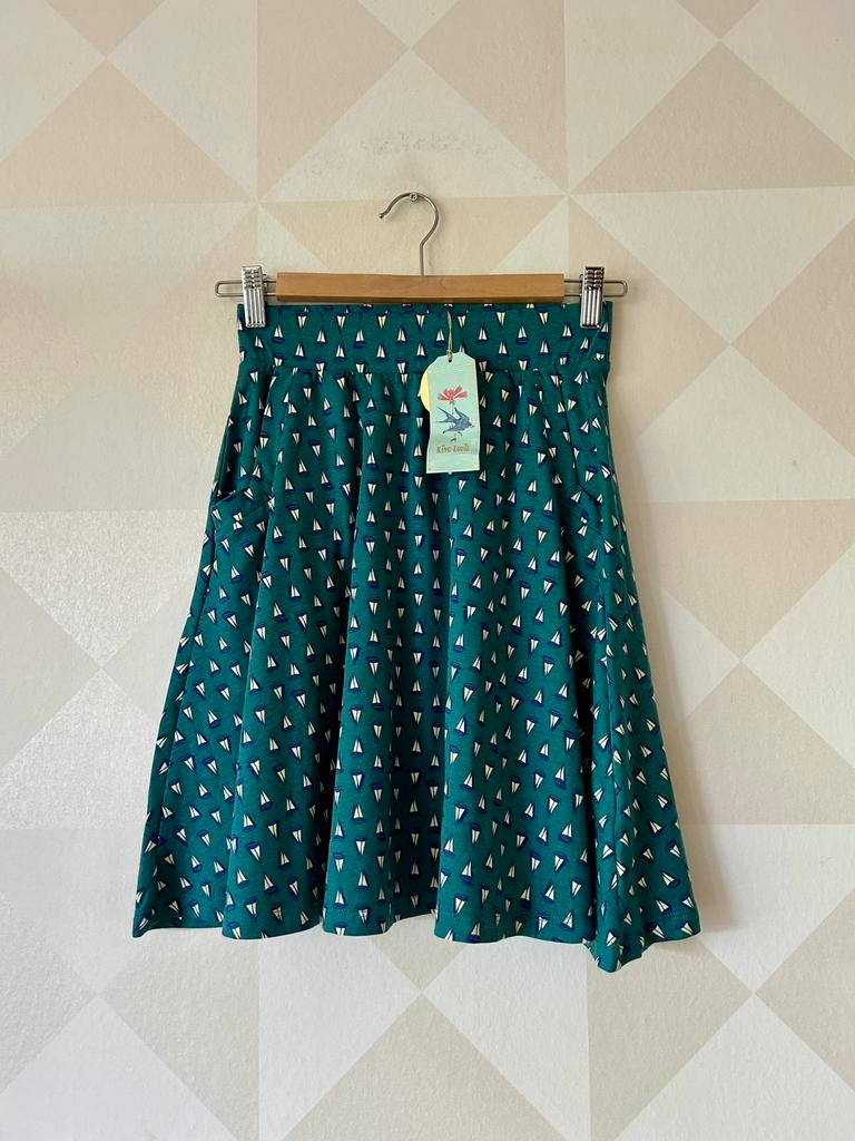 King Louie Sofia Skirt rok a-lijn klokkend blauw XS/34 NIEUW, Kleding | Dames, Rokken, Blauw, Nieuw, Ophalen of Verzenden, Knielengte
