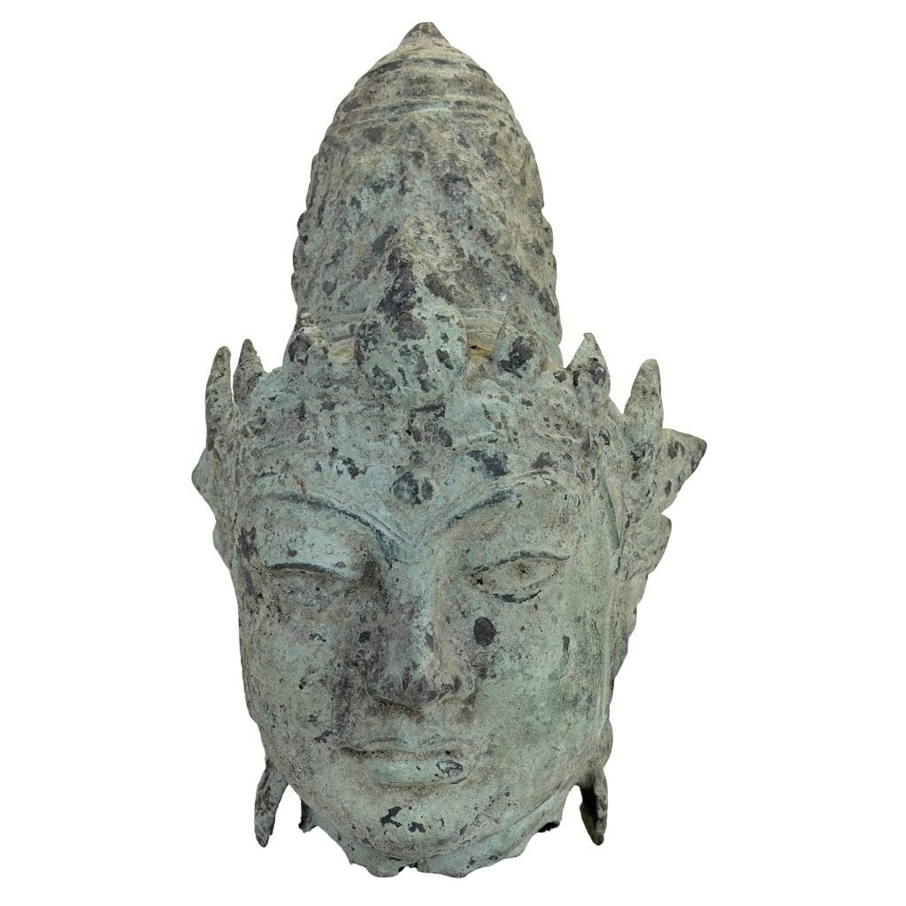 Vishnuhoofd – Javaans brons – Majapahit, Antiek en Kunst, Indonesië, Ophalen of Verzenden, Beeld, Brons
