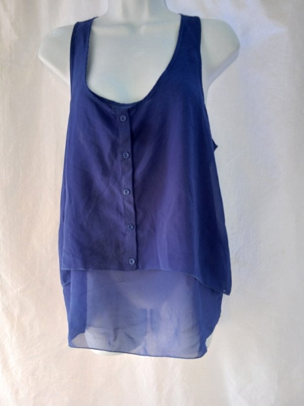 Mooie blauwe doorschijnende blouse mt 40 merk Divided, Maat 38/40 (M), Blauw, ., Ophalen of Verzenden