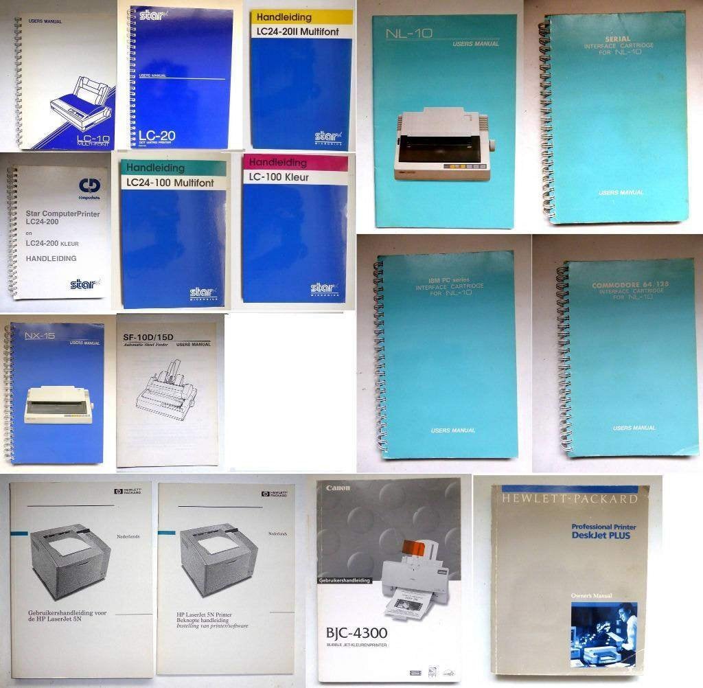 16 printer handleidingen - in goede staat - HP CANON STAR, Computers en Software, Printers, Ophalen of Verzenden, Zo goed als nieuw