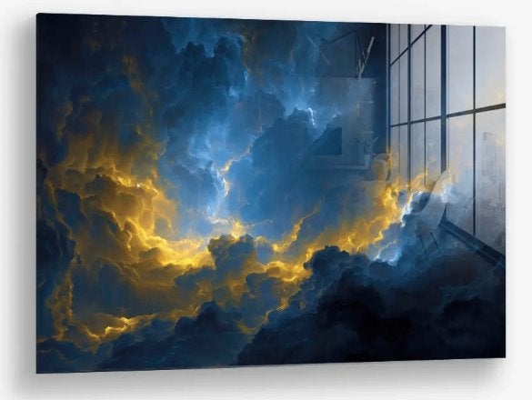 Glasschilderij Myth of the Sky 60x90 - Gehard glas, Abstract, Glas, Achter glas, Ophalen of Verzenden