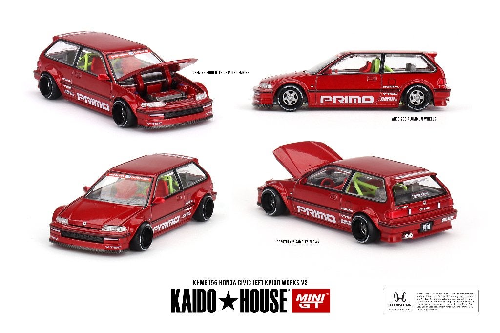 Mini GT 1/64 - Honda Civic (EF) Kaido Works V2 Mgt284, Overige merken, 1:50 of kleiner, Auto, Verzenden