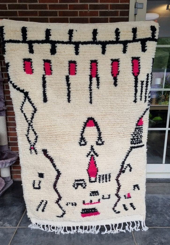 Handgemaakt Berber vloerkleed 150x100 cm, Huis en Inrichting, Ophalen of Verzenden, Zo goed als nieuw, Rechthoekig
