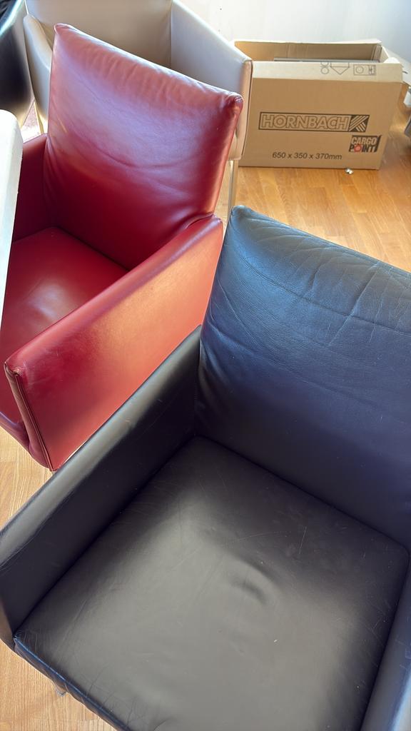 6 Leren eetkamer stoelen, Ophalen, Gebruikt, Leer, Modern