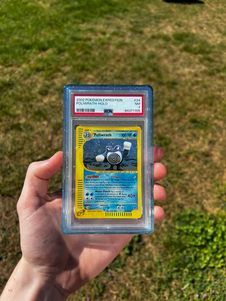Poliwrath 24 Holo Pokemon Kaart PSA 7, Ophalen of Verzenden, Zo goed als nieuw, Losse kaart, Foil
