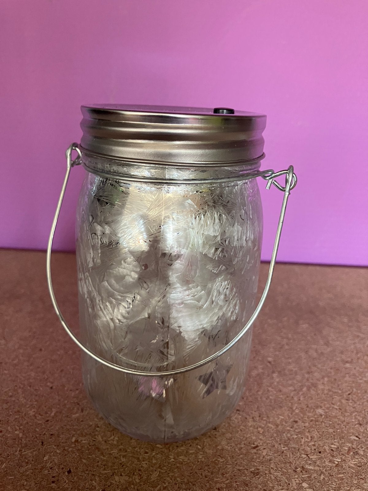 Z.g.a.n/glazen pot met sterren lichtjes/decoratie, Diversen, Kerst, Ophalen of Verzenden, Zo goed als nieuw