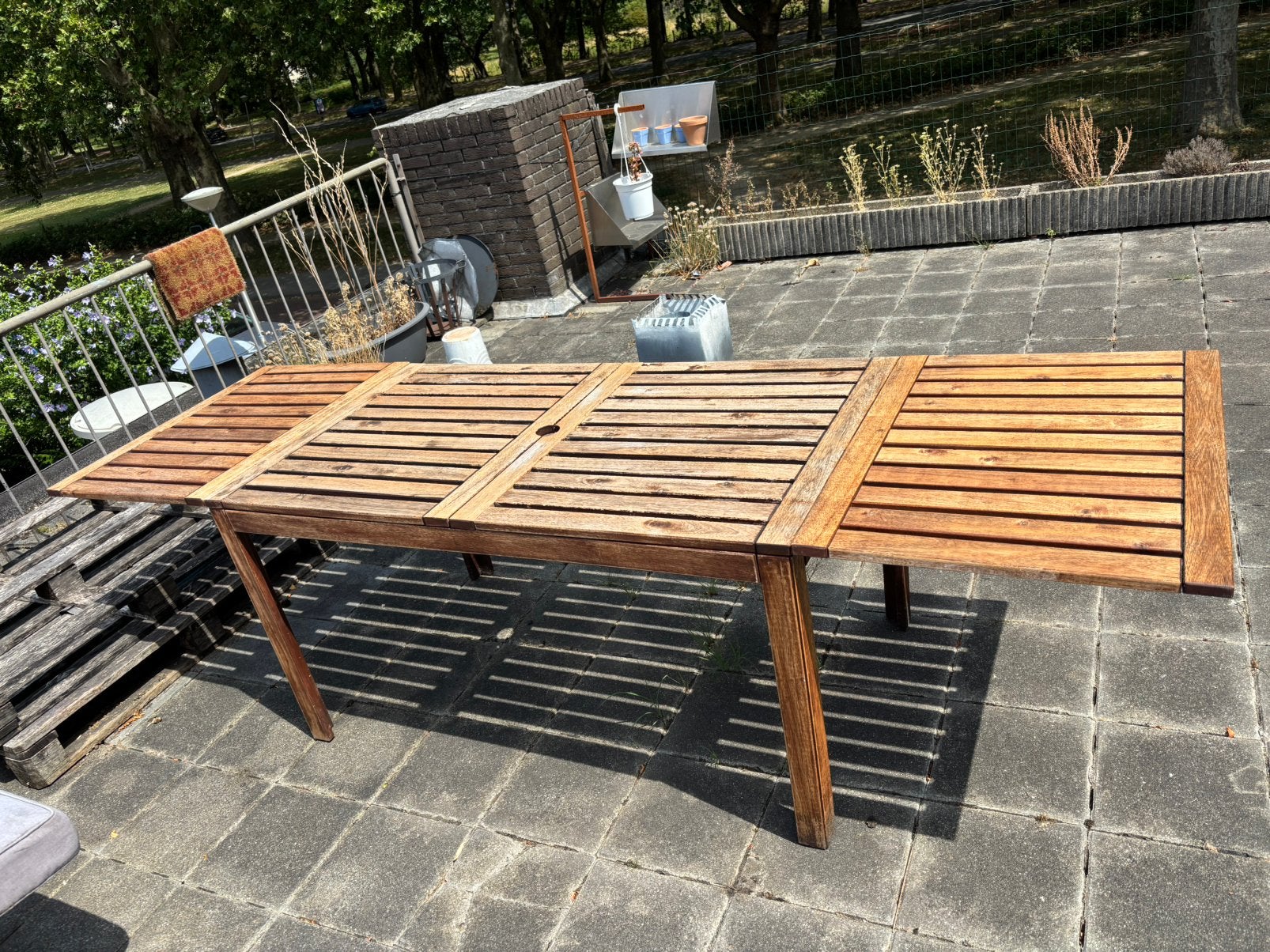 Tuintafel hout uitklapbaar, Ophalen, Zo goed als nieuw, Rechthoekig, Hout