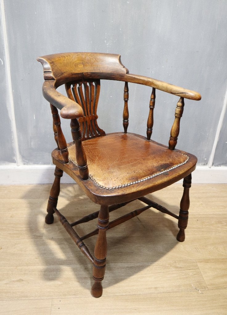 Antieke Engelse bureaustoel, captainchair, Ophalen of Verzenden