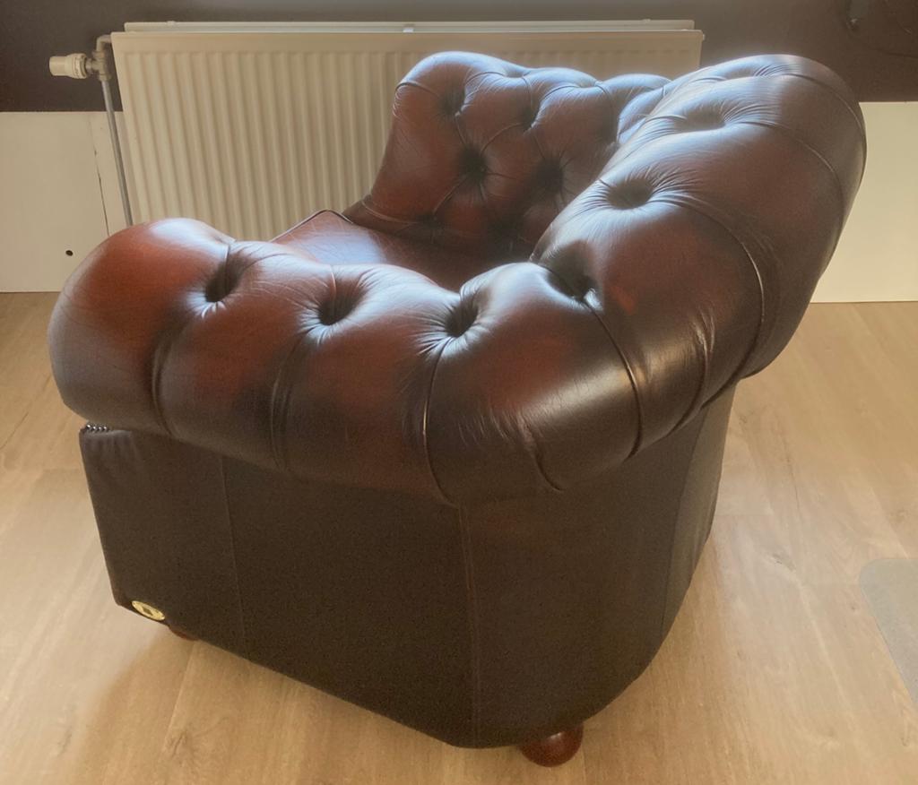 Chesterfield fauteuil - origineel - in topstaat, Ophalen, Zo goed als nieuw, 100 tot 125 cm, Leer