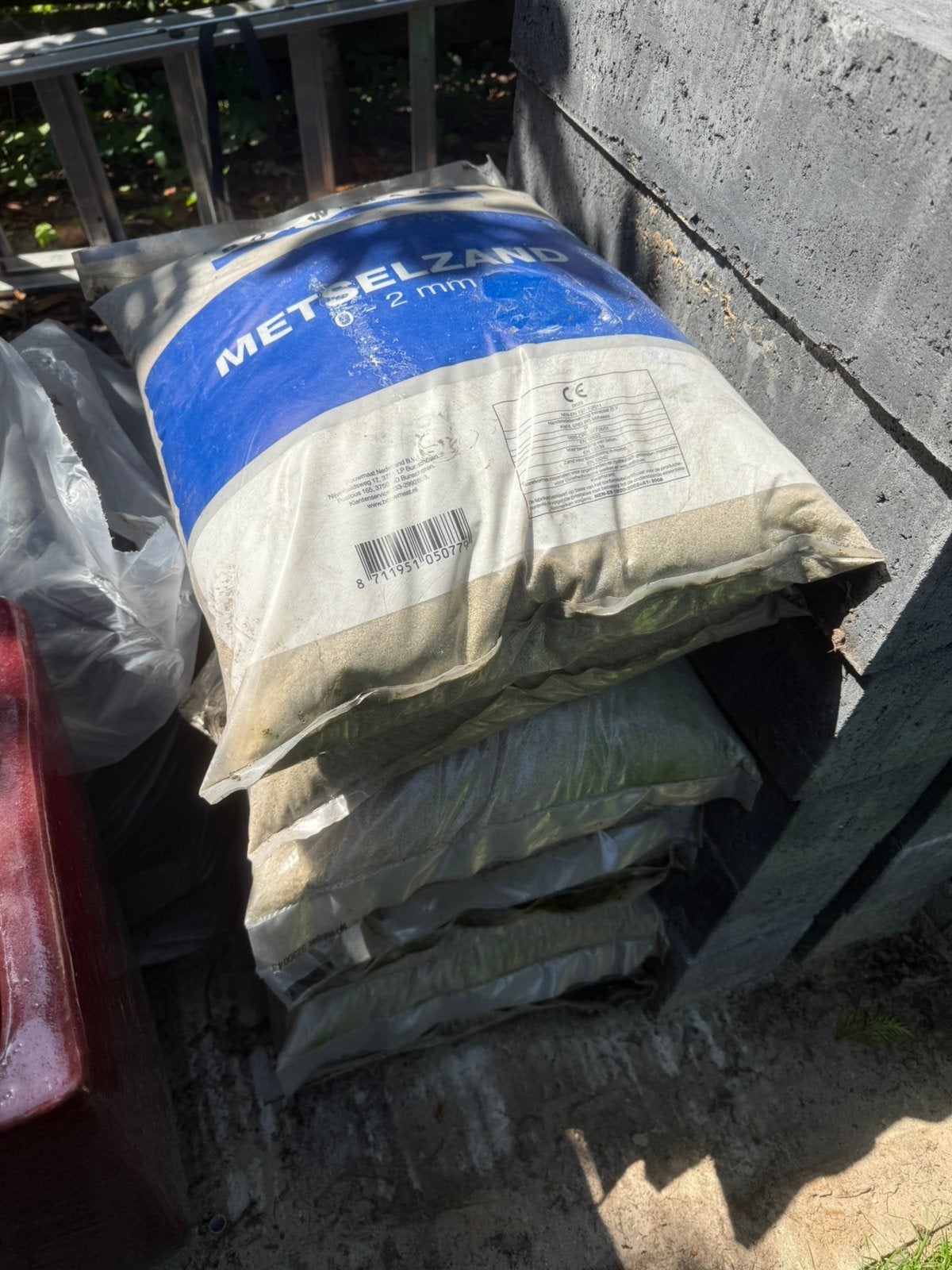 7 zakken metselzand (175 kilo), Tuin en Terras, Ophalen, Nieuw, Metselzand