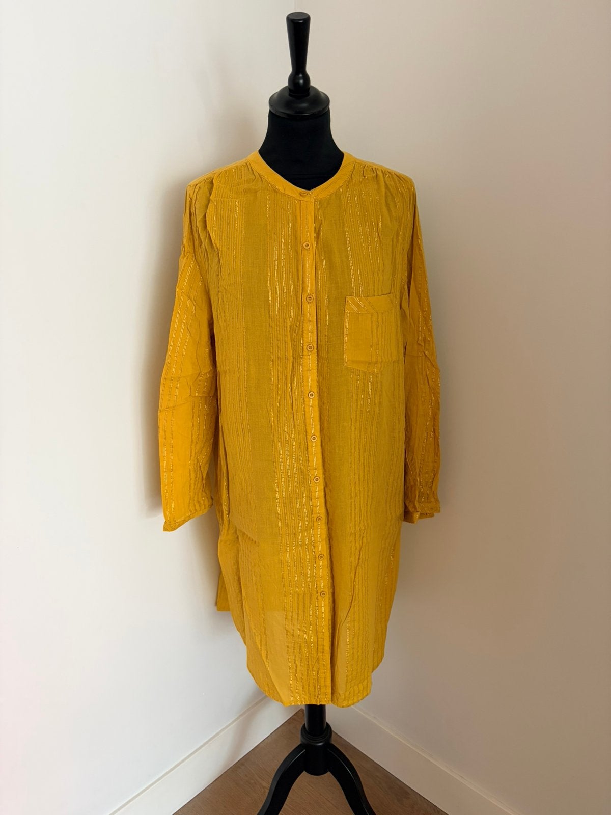 Lollys Laundry jurk oker geel met gouddraad maat Large ZGAN!, Kleding | Dames, Geel, Maat 42/44 (L), Ophalen of Verzenden, Zo goed als nieuw