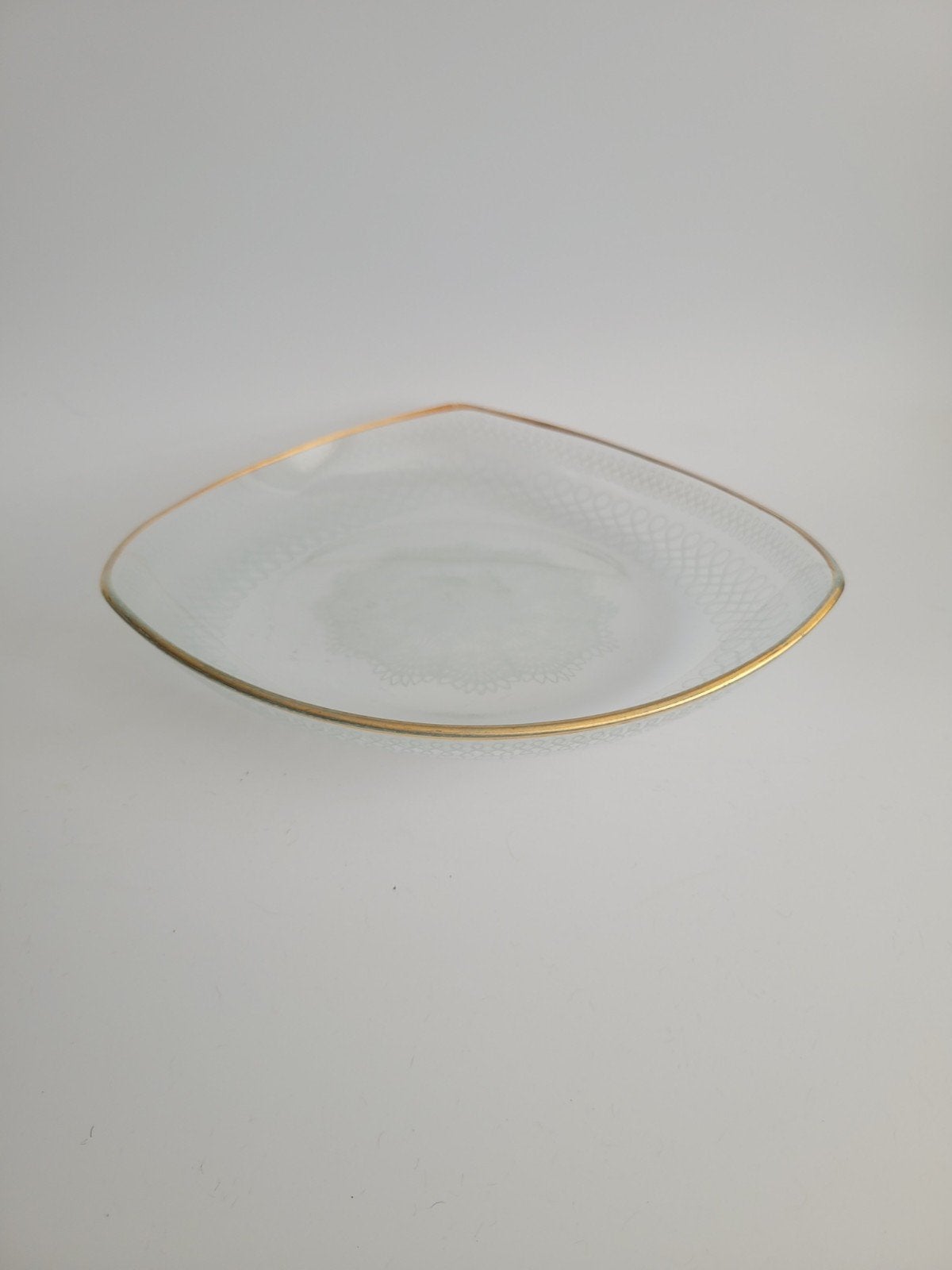izgs vintage oud glas met kant werk brocante servies, Ophalen of Verzenden, Zo goed als nieuw, Rechthoekig, Glas