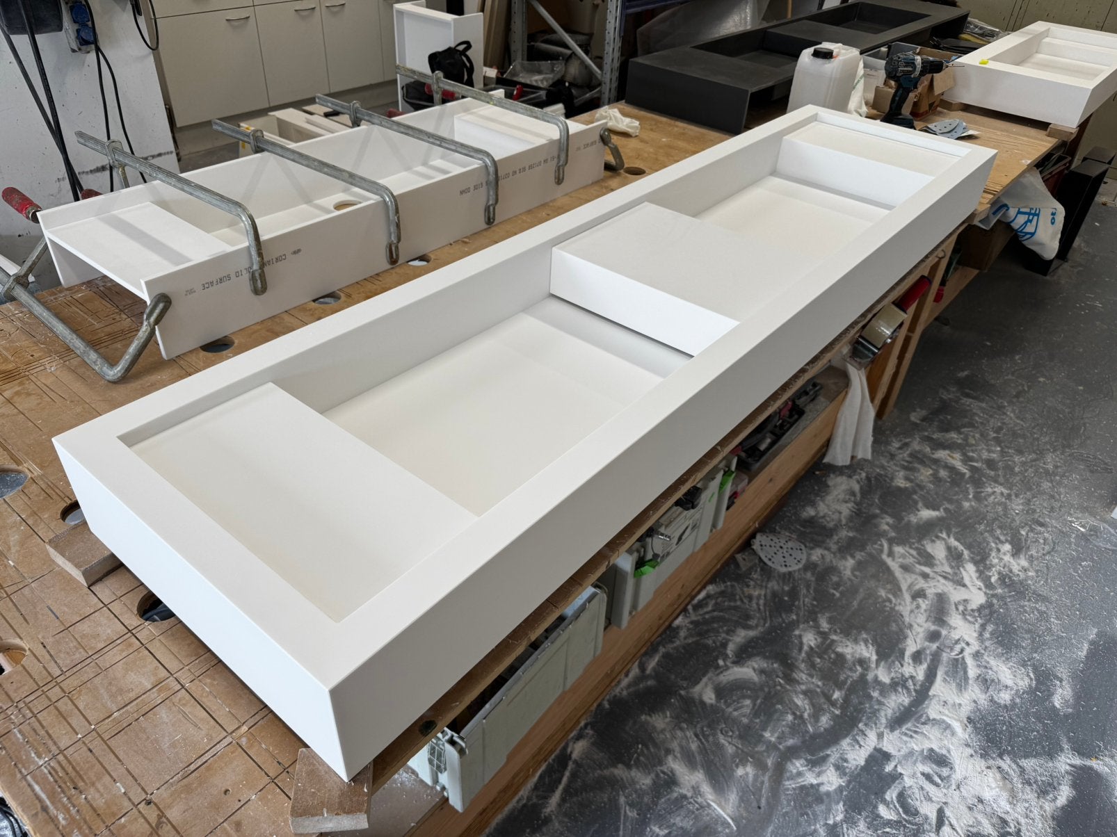 Corian solid surface dubbele wastafel 2.00 mtr, Ophalen, 150 tot 200 cm, Nieuw, Minder dan 100 cm