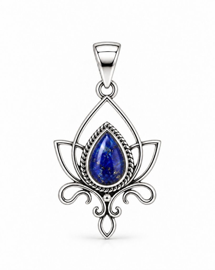 Lapis Lazuli Lotus Hanger Audrey - Echt Zilver, Info@sacredstones.nl, Nieuw, Met edelsteen, Haarlemmerstraatweg 31
