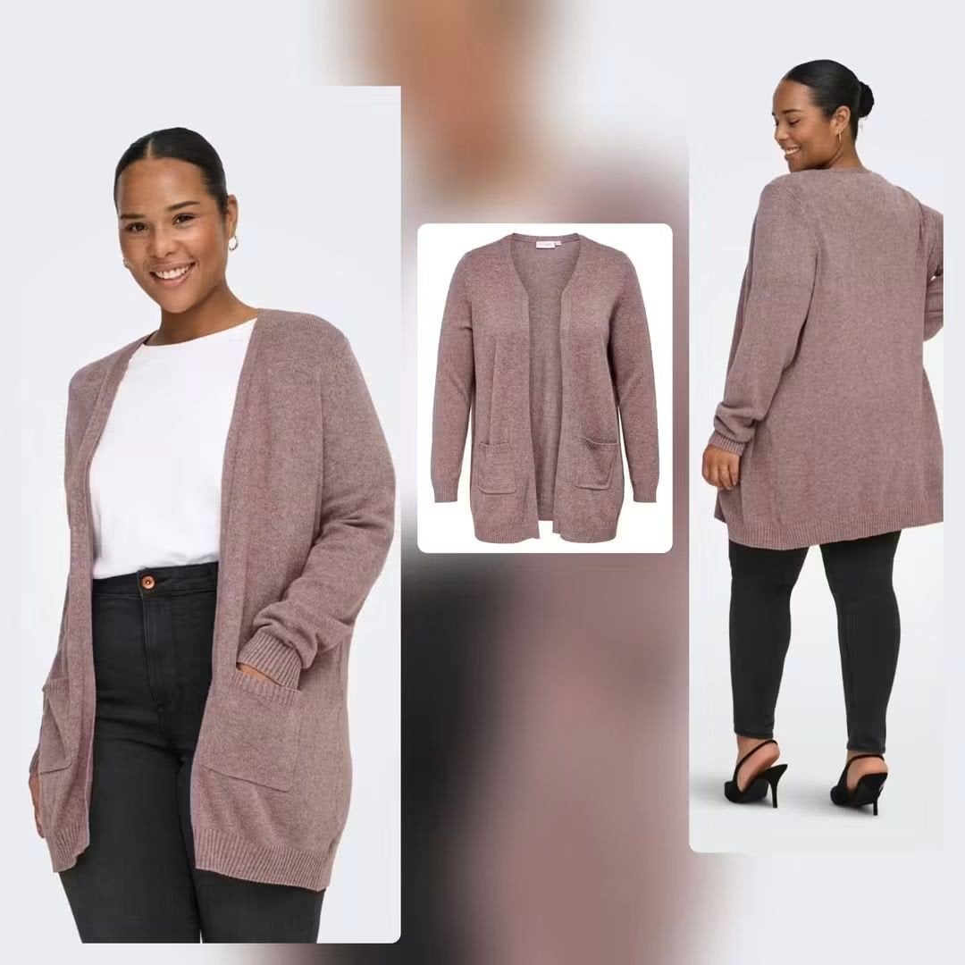 Bruin/roze vest Caresly van Only Carmakoma Maat 54