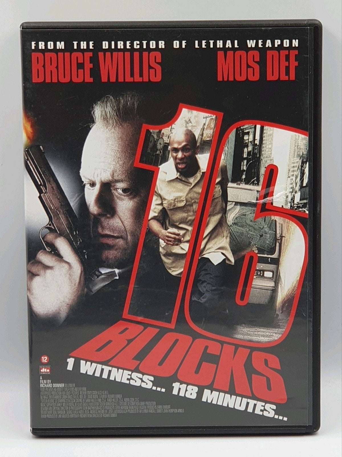 Te koop: 16 Blocks DVD - Bruce Willis Actiethriller, Inclusief doosje, Nederlands, Actiethriller, Ophalen of Verzenden