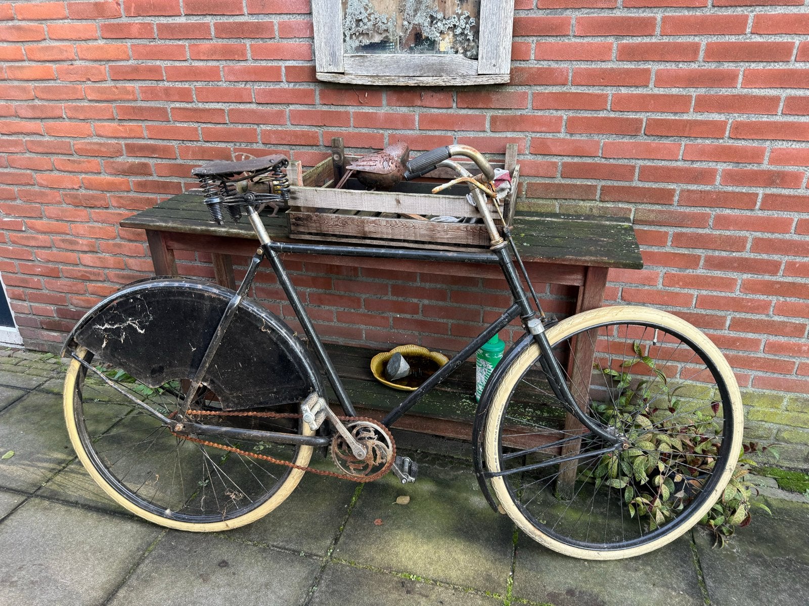 Vintage Gazelle opafiets met blokrem en nieuwe banden, 59 cm of meer, Ophalen of Verzenden, Terugtraprem