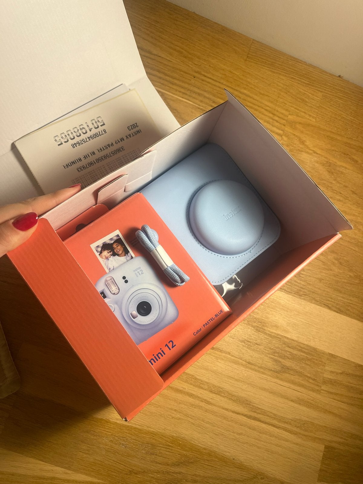 Instax Mini 12 Pastel Blauw - Nieuwstaat met hoes, Nieuw, Instant camera, Ophalen of Verzenden, Fujifilm