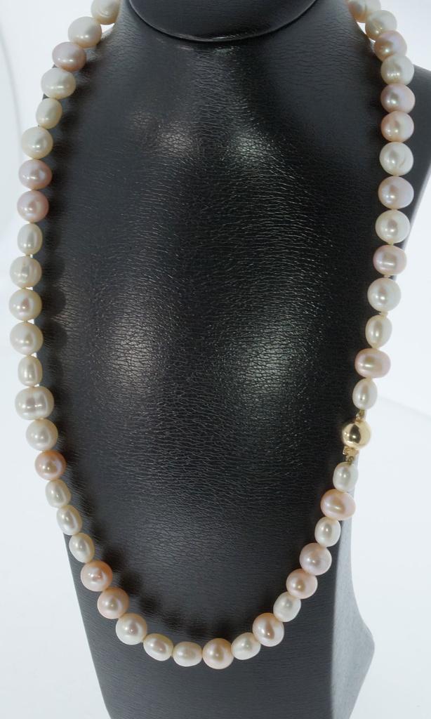 Parel fraaie dames ketting 14k gouden bol slot vintage luxe, Verzenden, Goud, Ketting, Met edelsteen